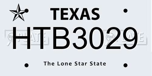 HTB3029 Texas License Plate