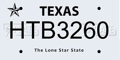 HTB3260 Texas License Plate