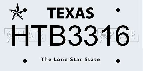 HTB3316 Texas License Plate