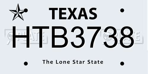 HTB3738 Texas License Plate