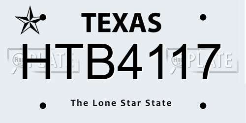 HTB4117 Texas License Plate