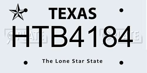 HTB4184 Texas License Plate