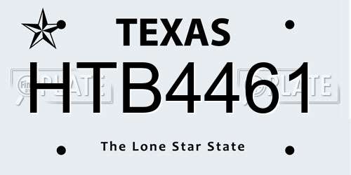 HTB4461 Texas License Plate
