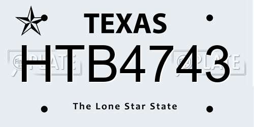 HTB4743 Texas License Plate