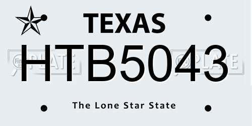 HTB5043 Texas License Plate
