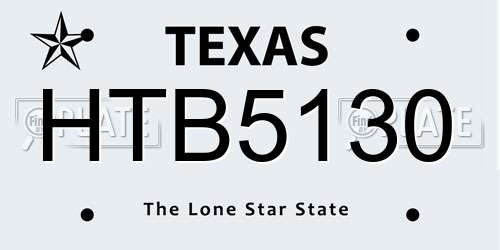 HTB5130 Texas License Plate