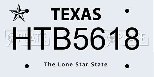 HTB5618 Texas License Plate