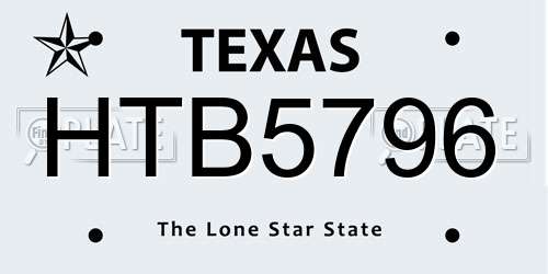HTB5796 Texas License Plate