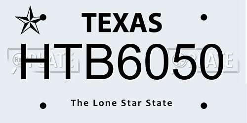 HTB6050 Texas License Plate