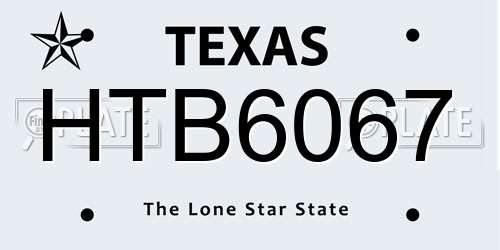 HTB6067 Texas License Plate