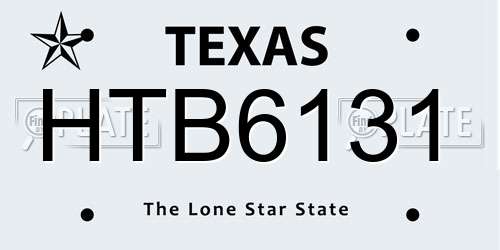 HTB6131 Texas License Plate