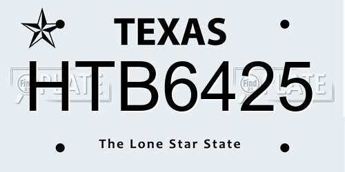HTB6425 Texas License Plate