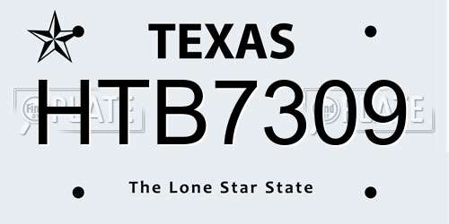 HTB7309 Texas License Plate