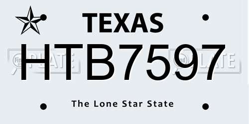 HTB7597 Texas License Plate