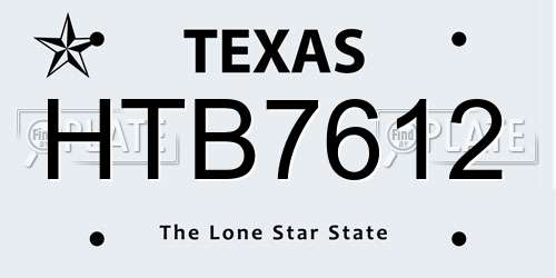 HTB7612 Texas License Plate