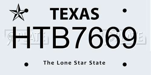 HTB7669 Texas License Plate
