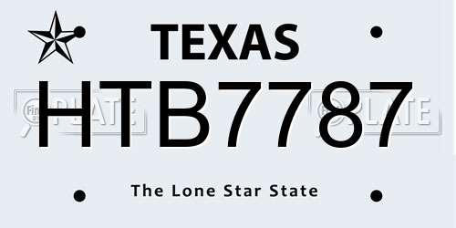 HTB7787 Texas License Plate