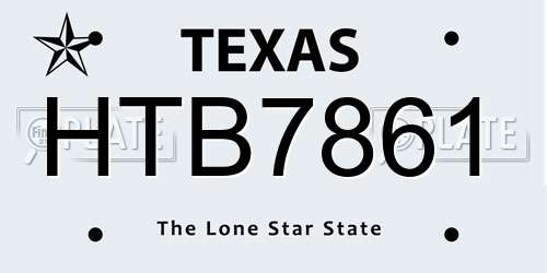 HTB7861 Texas License Plate