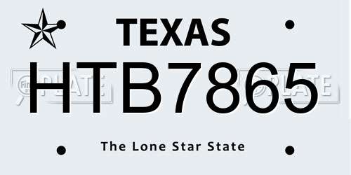 HTB7865 Texas License Plate