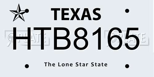 HTB8165 Texas License Plate