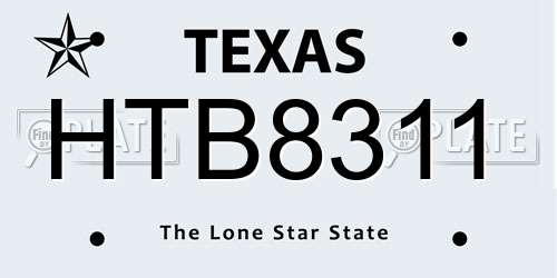 HTB8311 Texas License Plate