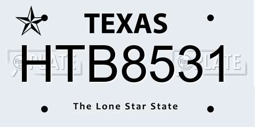 HTB8531 Texas License Plate