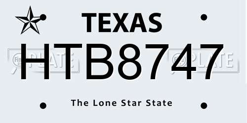 HTB8747 Texas License Plate