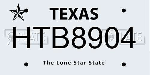 HTB8904 Texas License Plate