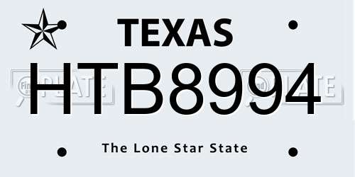HTB8994 Texas License Plate