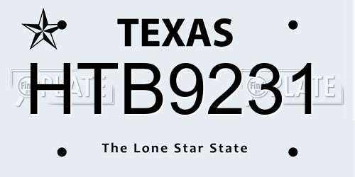 HTB9231 Texas License Plate