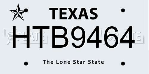 HTB9464 Texas License Plate