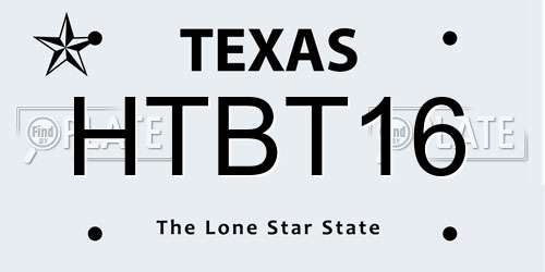 HTBT16 Texas License Plate