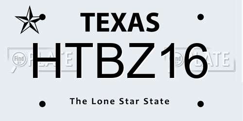 HTBZ16 Texas License Plate