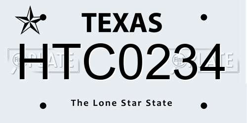 HTC0234 Texas License Plate