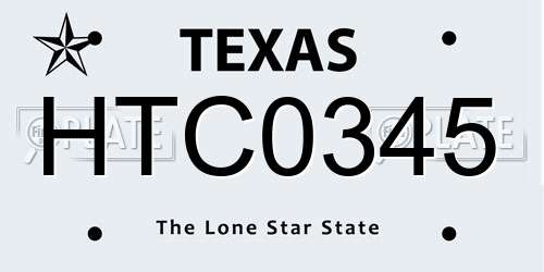 HTC0345 Texas License Plate