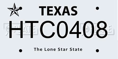 HTC0408 Texas License Plate