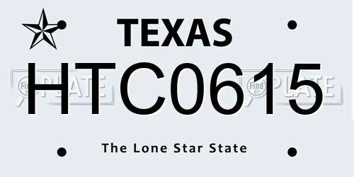 HTC0615 Texas License Plate