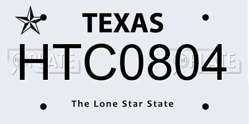 HTC0804 Texas License Plate