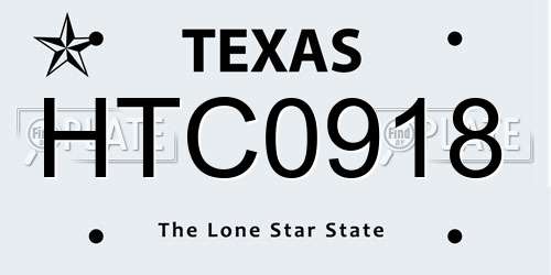 HTC0918 Texas License Plate