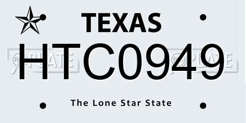 HTC0949 Texas License Plate