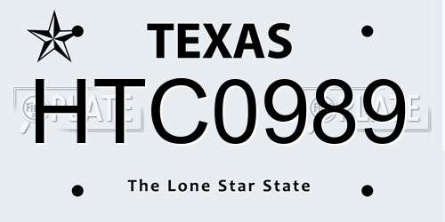 HTC0989 Texas License Plate