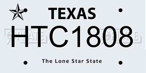 HTC1808 Texas License Plate