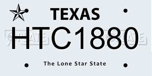 HTC1880 Texas License Plate