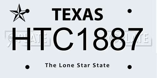 HTC1887 Texas License Plate