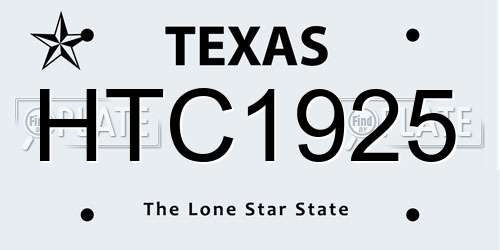 HTC1925 Texas License Plate