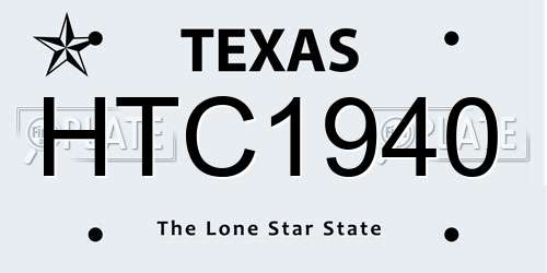 HTC1940 Texas License Plate