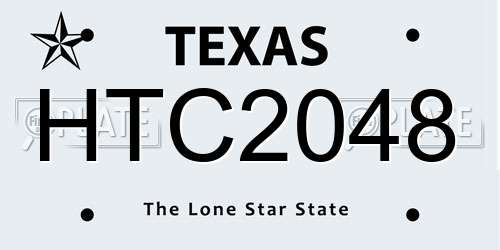 HTC2048 Texas License Plate
