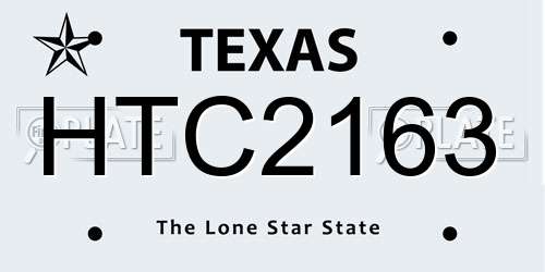 HTC2163 Texas License Plate