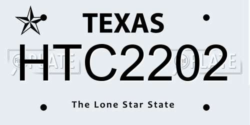 HTC2202 Texas License Plate