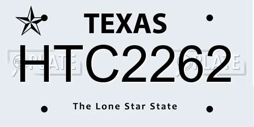 HTC2262 Texas License Plate